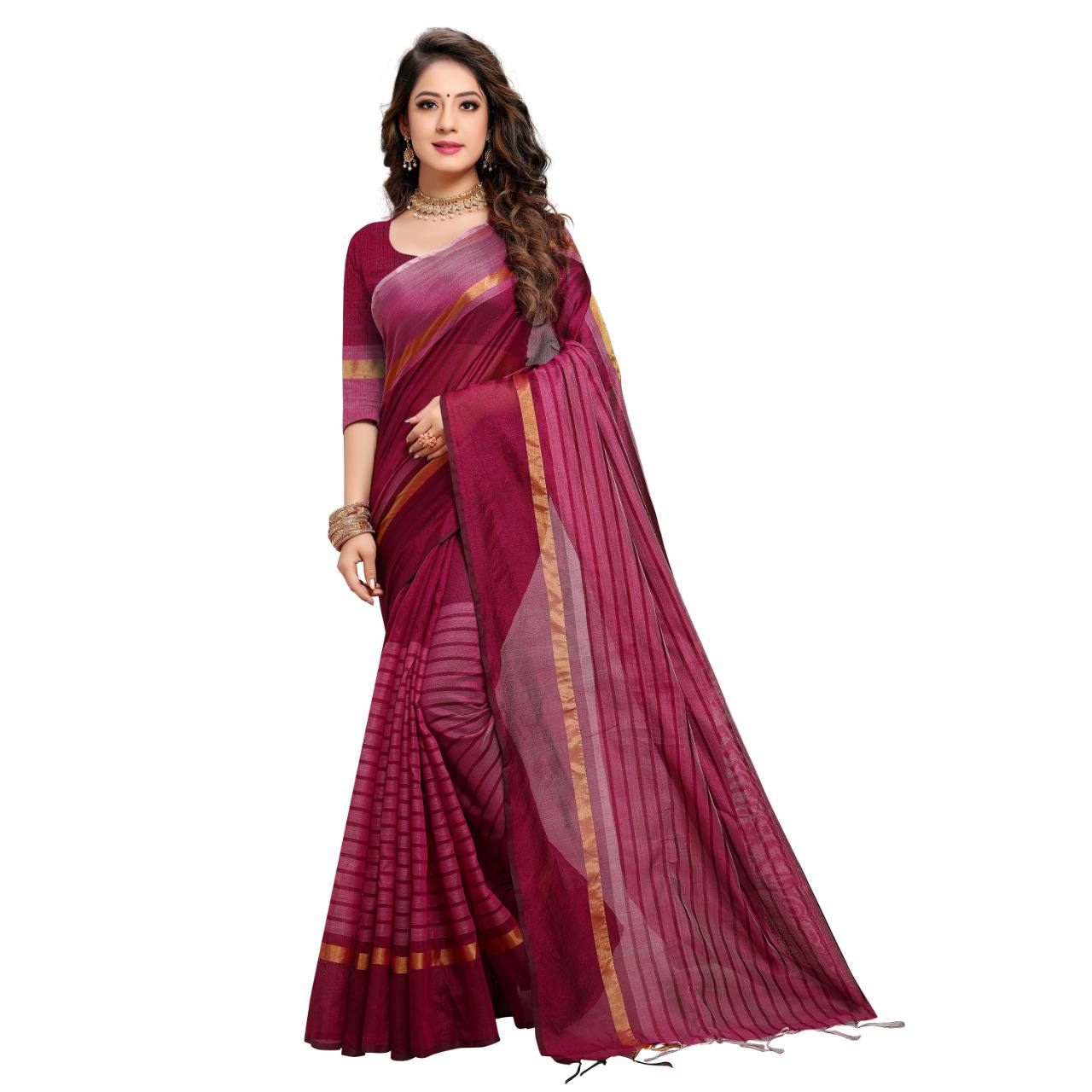 Women Designer Saree (Maroon, 6.3 m)