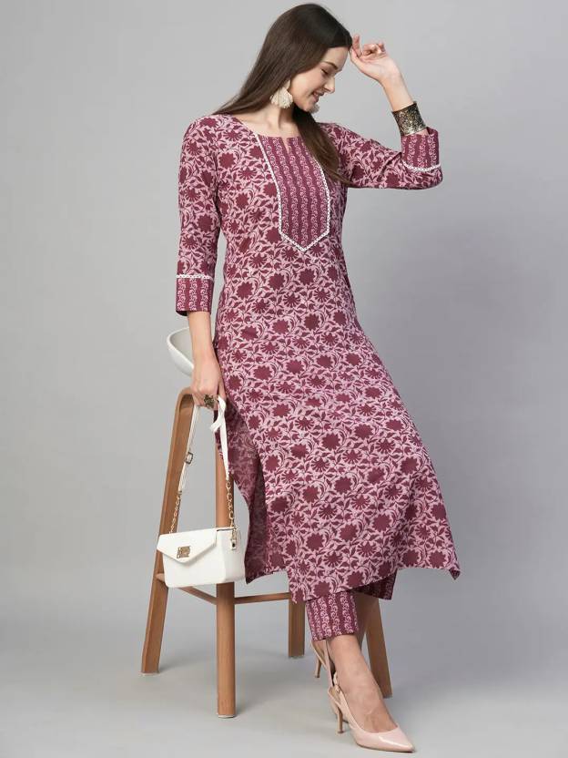 Women Pure Cotton Kurti Pant Set