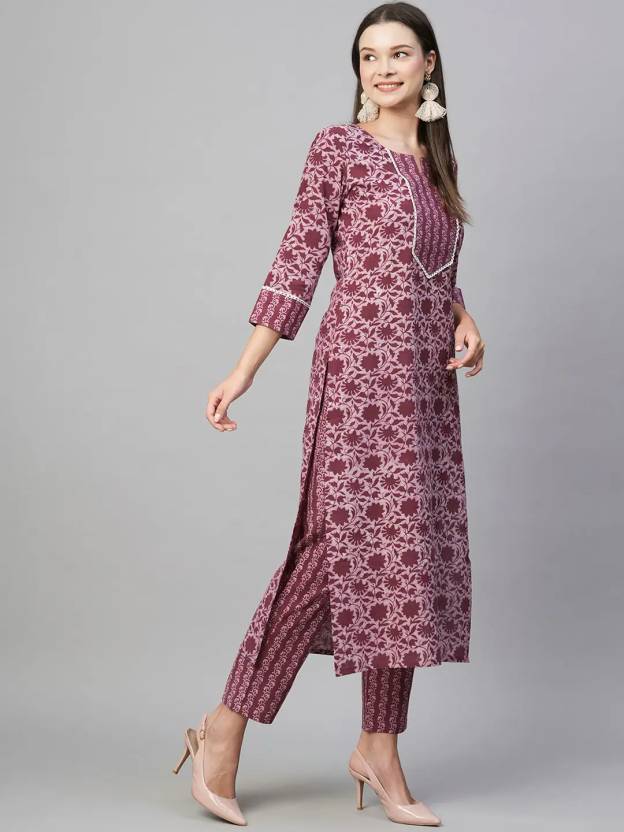 Women Pure Cotton Kurti Pant Set