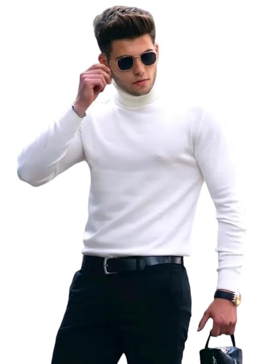 Mens  High Neck Turtle Neck Regular Fit Full Sleeves T-Shirt