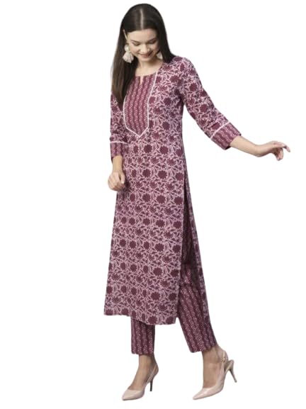 SBK Creation Design a New Office wear Rayon Kurti with Pent Set for Women (L, Purple)