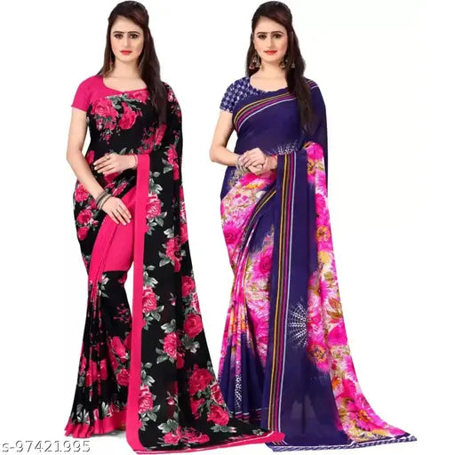 Floral Print Saree with Blouse Piece