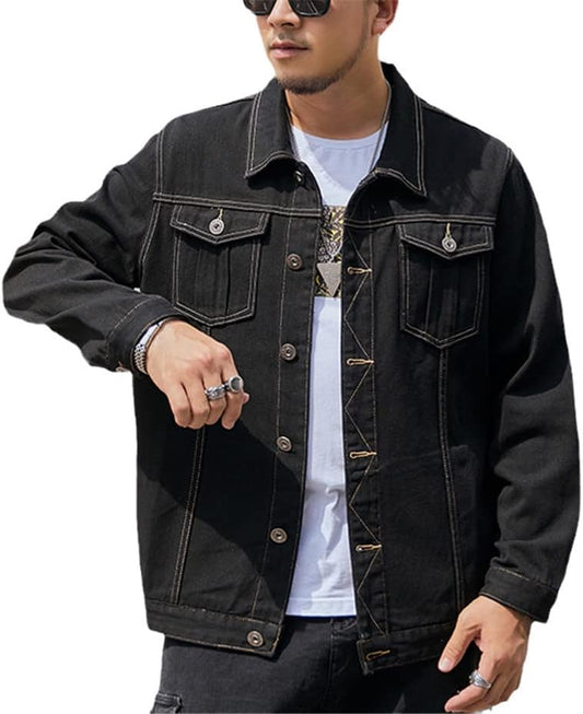 Autumn Men's Denim Jacket Plus Size Jeans Coats Classic Loose Casual Oversized Clothing