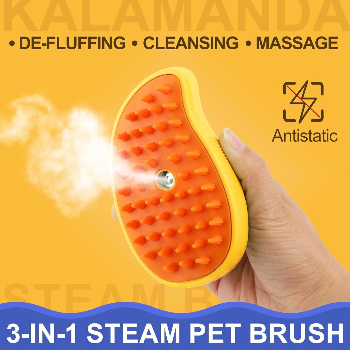 New 3 In1 Steamy Pet Cat Brush Cleanser Vapor, Steaming Pet Hair Brush, Pet