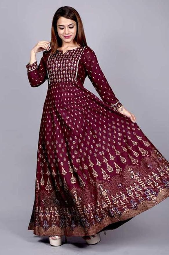 Dhibha Women's Rayon Printed Anarkali Kurta for Women & Girls|Women's Kurtas & Kurtis