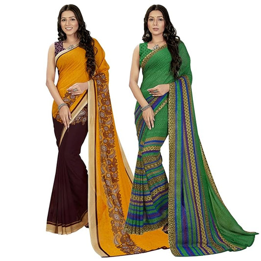 Women Ethnic saree Women's Printed Georgette saree with Unstitched Blouse Piece