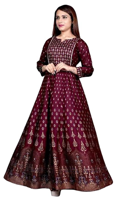 Dhibha Women's Rayon Printed Anarkali Kurta for Women & Girls|Women's Kurtas & Kurtis