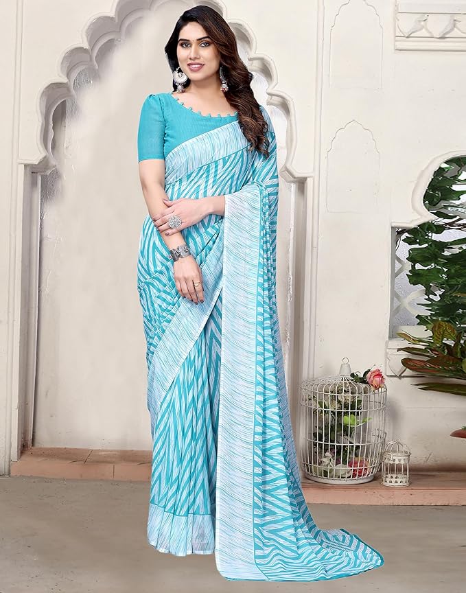 SRL Women's Printed Georgette Saree With Blouse