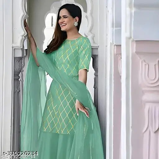 Zestleaf Viscose Rayon Kurta and Sharara