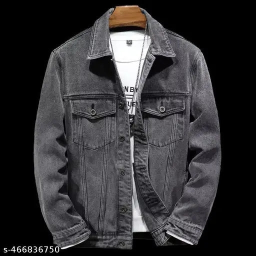 Autumn Denim Jacket Men's Loose Plus-Size Jean Coat Classic Trucker Style Slim Denim Outerwear