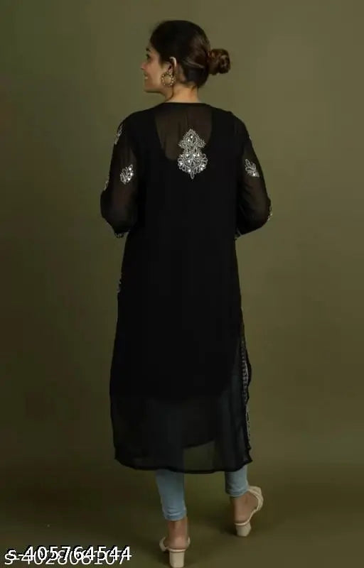 Embroidered Straight Kurta with Inner Slip