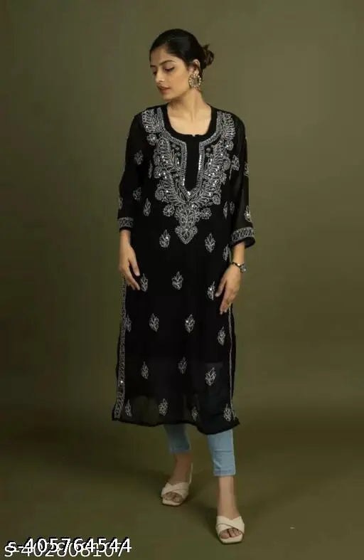 Embroidered Straight Kurta with Inner Slip