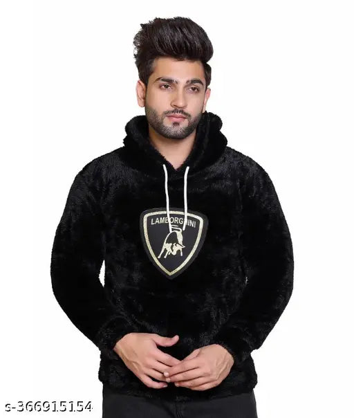 Men Full Sleeve Solid Hooded Sweatshirt