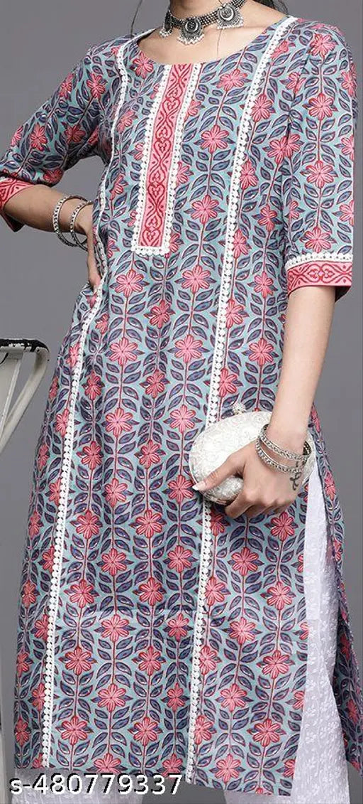 straight-fit kurta Rayon features a floral print